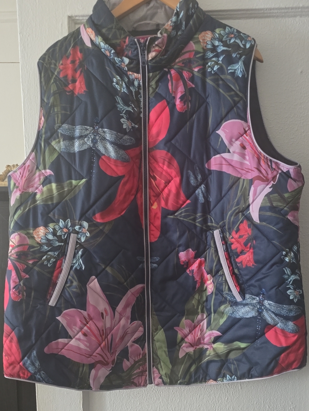 Navy with Pink & Red Flowers VEST